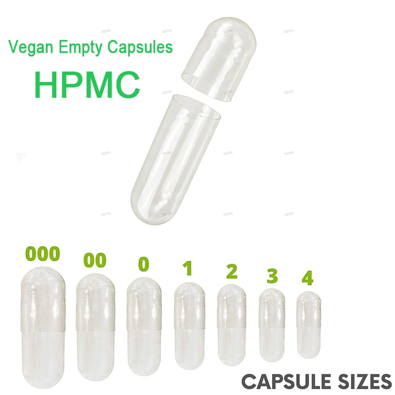 1000PCS Empty Clear Vegan Capsules - Halal & Kosher Certified Vegetarian HPMC Capsules