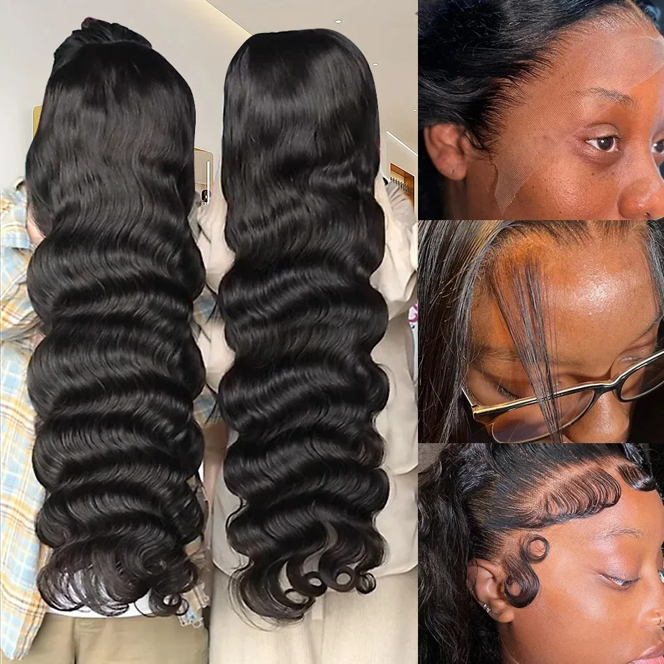 Rosabeauty Human hair wigs Body Wave Human Hair Wigs 13x4 HD Lace Frontal Water Wave Curly Wig Preplucked Brazilian For Women 300 High Density