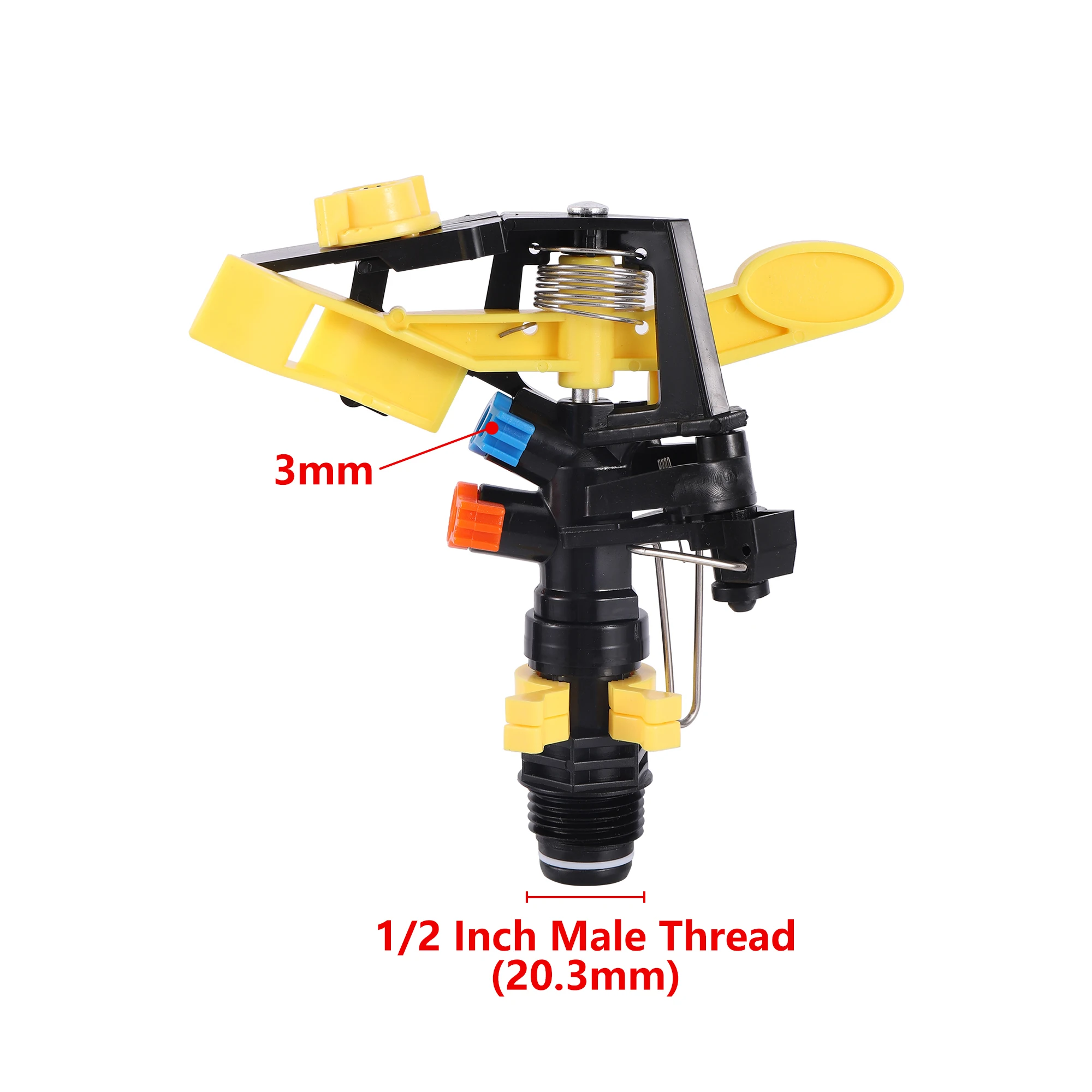 Double Outlet Impact Rocker Sprinkler Nozzle 360 Degree Rotary Jet 1/2" Male Thread