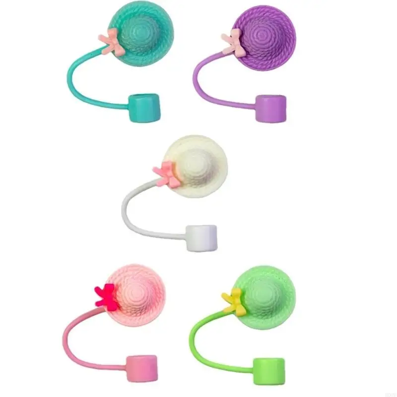 Drinking Straw Caps Plugs Portable Straw Caps Lovely Hat Silicone Covers Accessories Enduring B03E