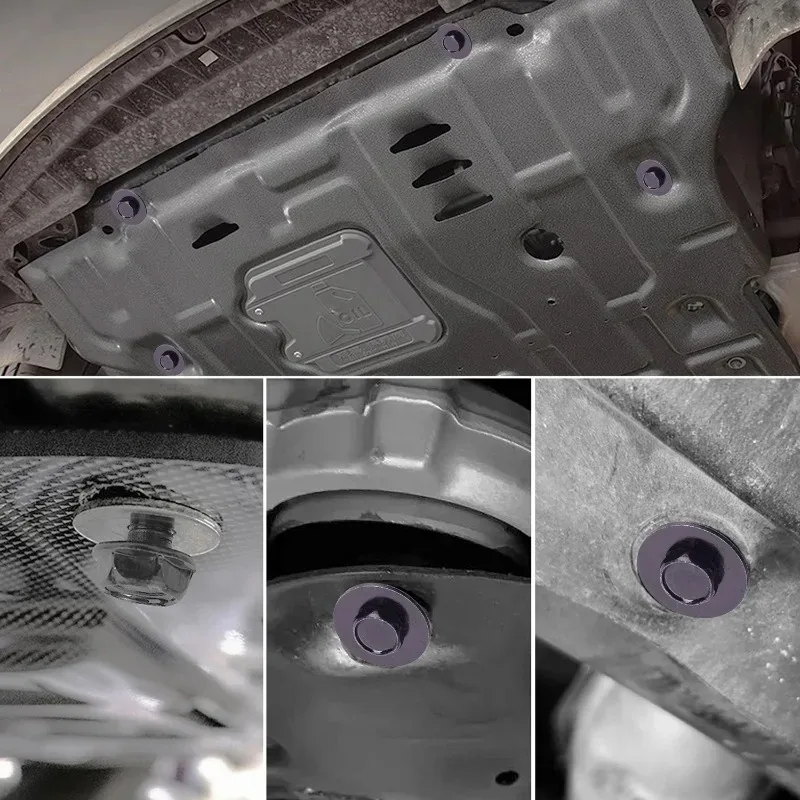 M6 Fixing Hexagon Flat Head Screw with Washer Metal Auto Repair Fasteners for Engine Bay Bumper Mudguard Splash Guard Cover