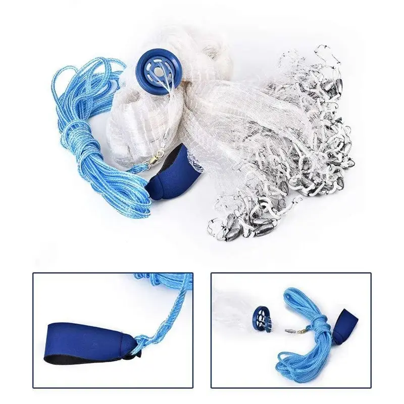 Filet à Lancer Pour Pêche Appâts Goture - Maille 0,95 Cm, Plomb Rapide, Rayon 0,9m Ou 1,2m