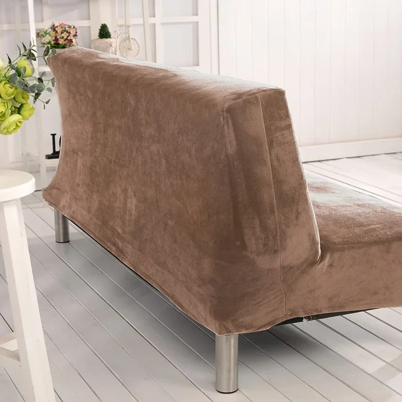 Plush Sofa Bed Cover Solid All-inclusive Slipcover for Sofa Bed without Armrest Couch Covers for folding