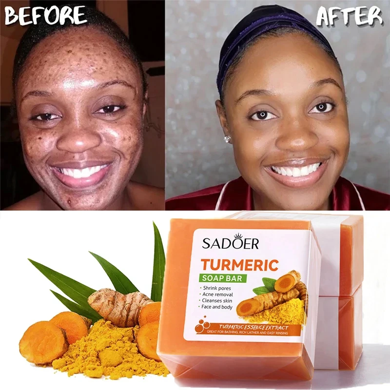 Hand Made Turmeric Soap Body Cleaning Lightening Dark Underarm Leg Body Cleansers Brightening Face Soap Tender Skin Care Beauty 2