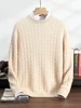 100% Cashmere Sweater Men's Round Neck Knitted Pullover Casual Loose Twist Flower Top Autumn and Winter New Thick Men's Clothing 4
