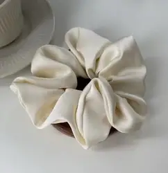 Luxurious Jumbo Silk Satin Hair Scrunchies (Beige 1pc)