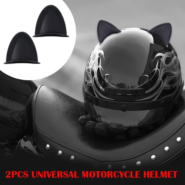 Un juego de orejas de gato para casco de motocicleta, campanas, decoración,  accesorios para casco de Motocross, felpa, Linda pegatina para orejas,  fiesta de Cosplay, Universal qym unisex