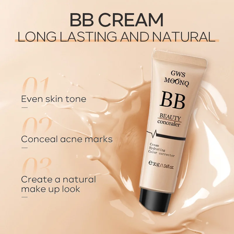Waterproof BB Cream for Long-Lasting Brightening Nude Makeup with Oil Control and Liquid Concealer bb cream
