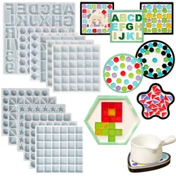 Funny DIY MINI Cute Decorative Coatser Patch Epoxy Resin Mold Diamond Gem Star Sqaure Half Round Design Family Game Puzzle Patch