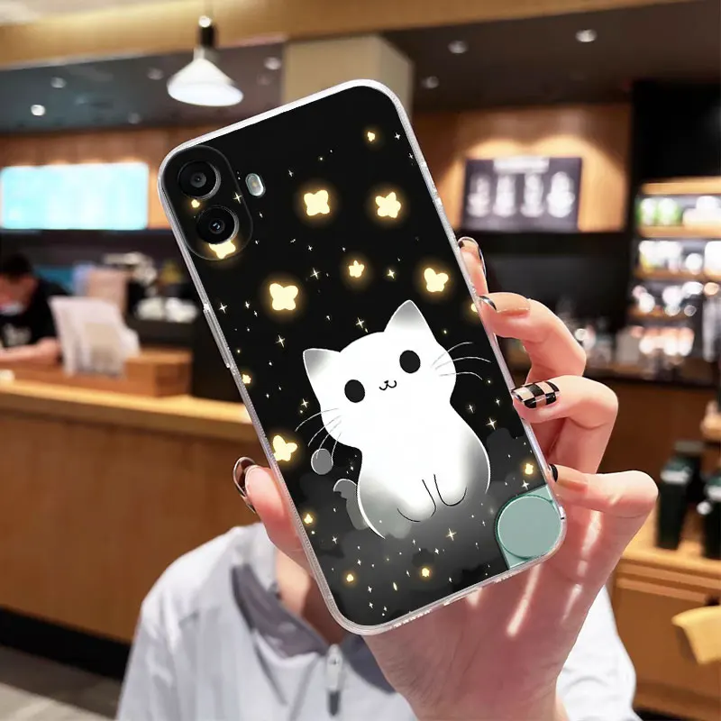 Clear Shockproof Soft Silicone Back Cover Case with Cat Design for CMF Phone 1 2A Plus and Phone 2 2A 5G
