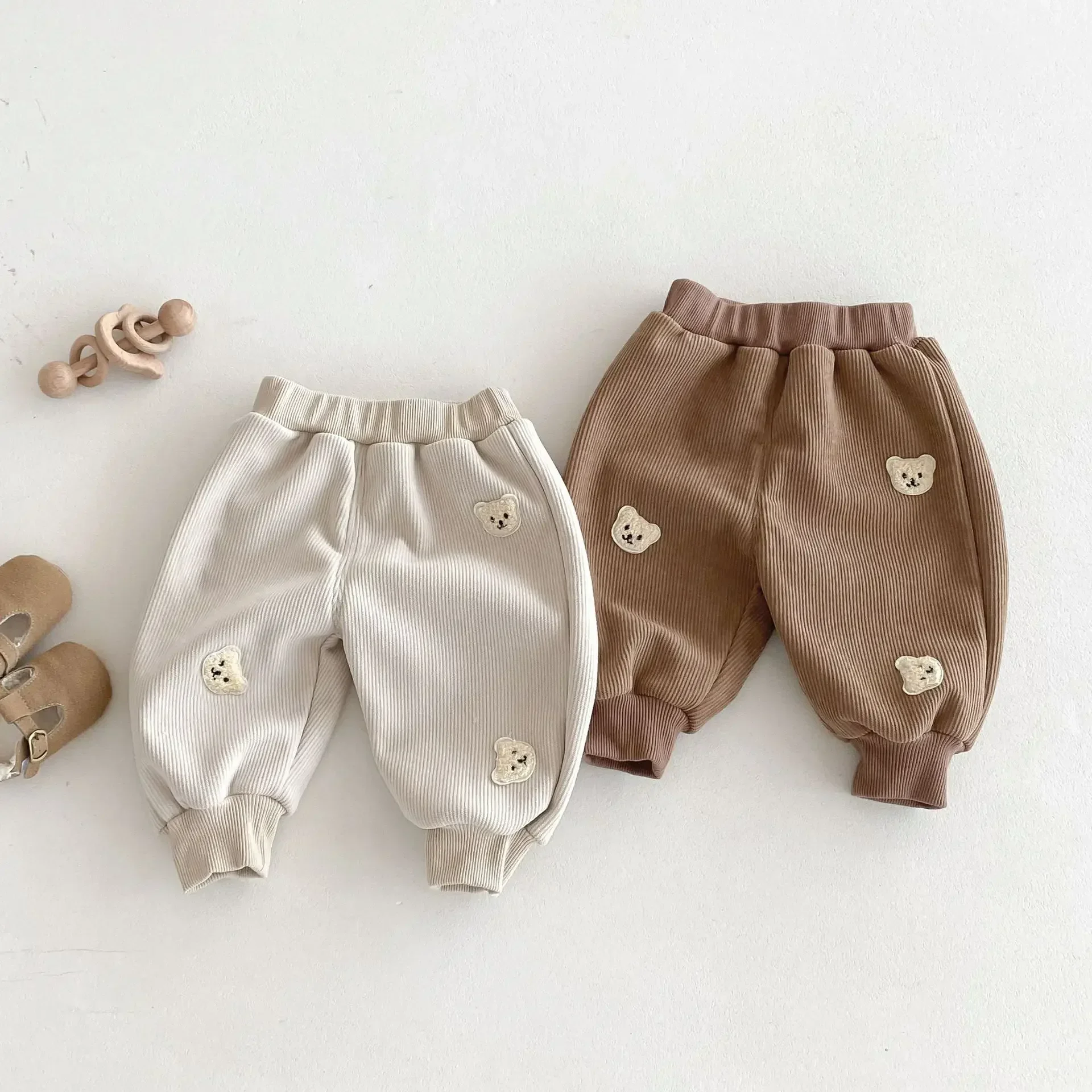 4421 Buy 2pcs Children Bear Casual Pants Autumn Winter Baby Boy's Pant 0-5 Years Kid's Corduroy Pant Trousers
