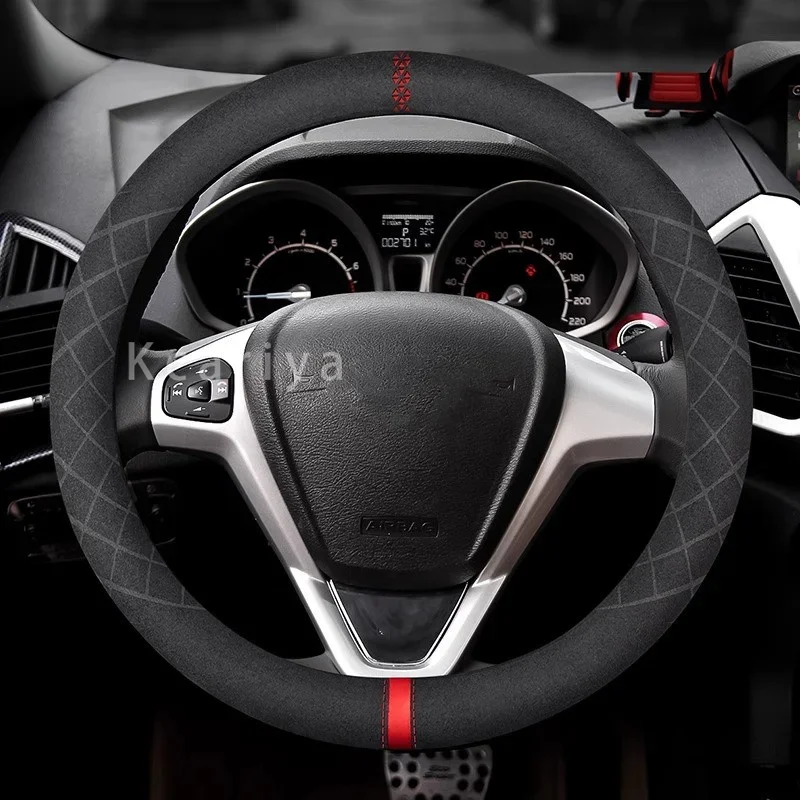 Suedeleather car steering wheel cover, D-shape, 38cm, for MG 3 5 6