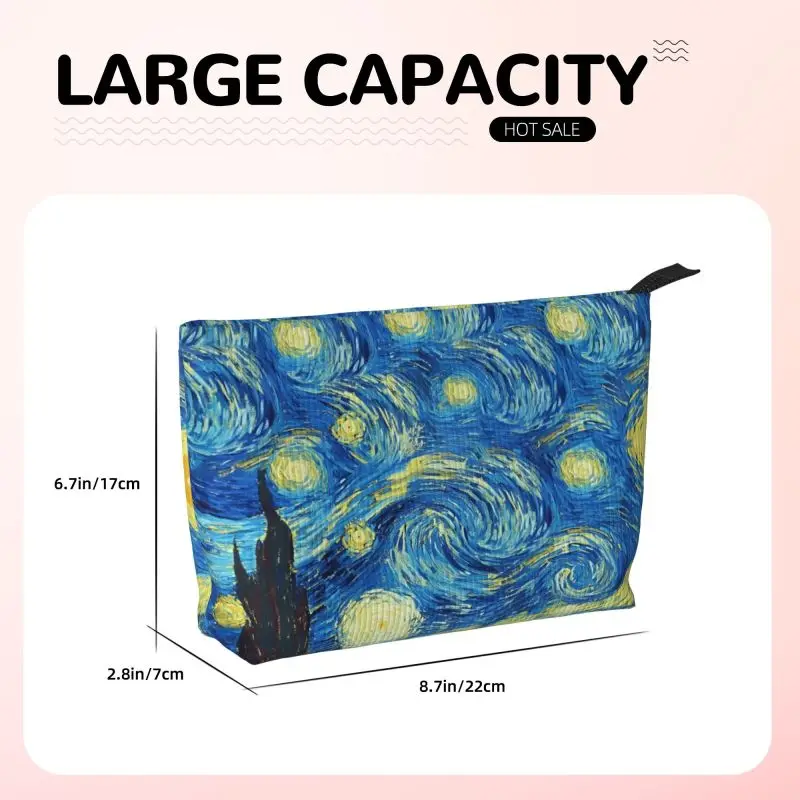 Van Gogh The Starry Night Art Toiletry Bag Women Reusable Portable Makeup Cosmetic Organizer Ladies Beauty Storage Dopp Kit Case 5
