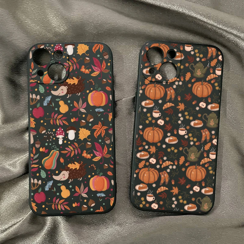 Autumn Leaf Pattern Graphic Silicone Phone Case Cover