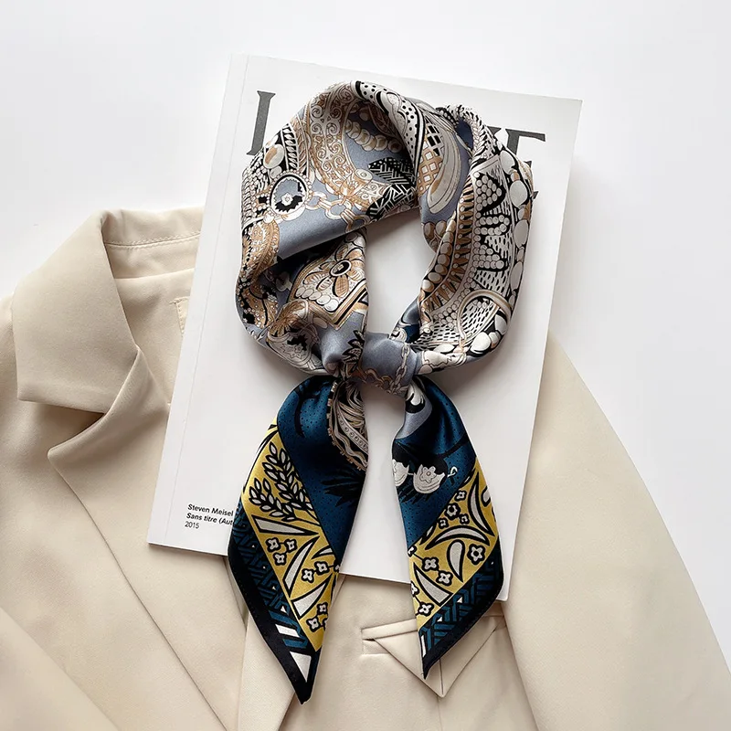 

2023 Luxury Brand Design 100% Natural Silk real Scarf Women Headband Hijab Shawl Wraps Bandana Square Neckerchief Foulard