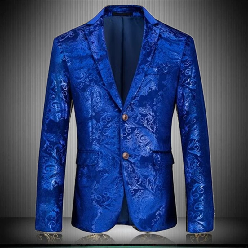 Brand New Tide Mens Fashion Print Blazer Design Plus Size Hip Hot Casual Male Slim Fit Suit Jacket Singer Costume