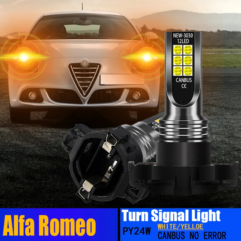 

2pcs PY24W Front Indicator Amber LED Turn Signal Light Bulbs Canbus Error Free For Alfa Romeo 4C 2015 Giulietta Giulia 2017-2019