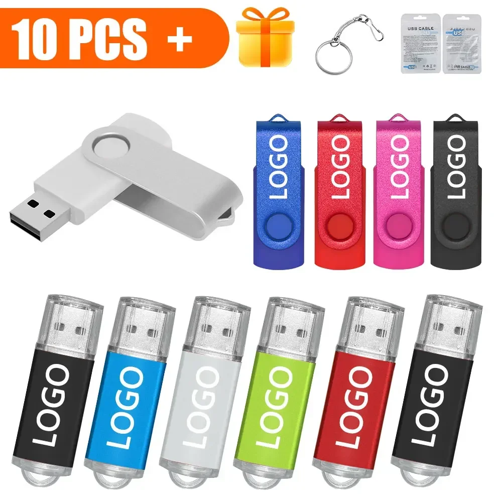 

10Pcs/lot USB 2.0 Flash Drive 64GB 128GB Pen Drive 16GB Pendrive 32GB Disk On Key USB Stick 1GB 2GB 4GB 8GB Memory Flash Disk