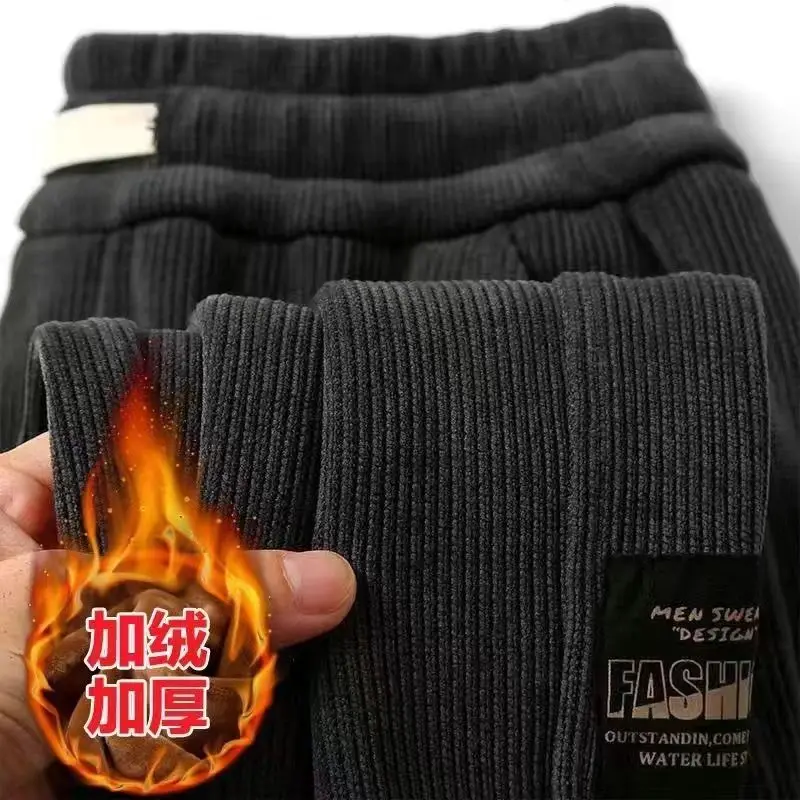 Pants Corduroy Men's Thick Casual Outdoor Warm Fashionable Stretch Sports Joggers Comfortable Bound Feet Sweatpants casual pants,sports pants,casual sports pants,corduroy pants