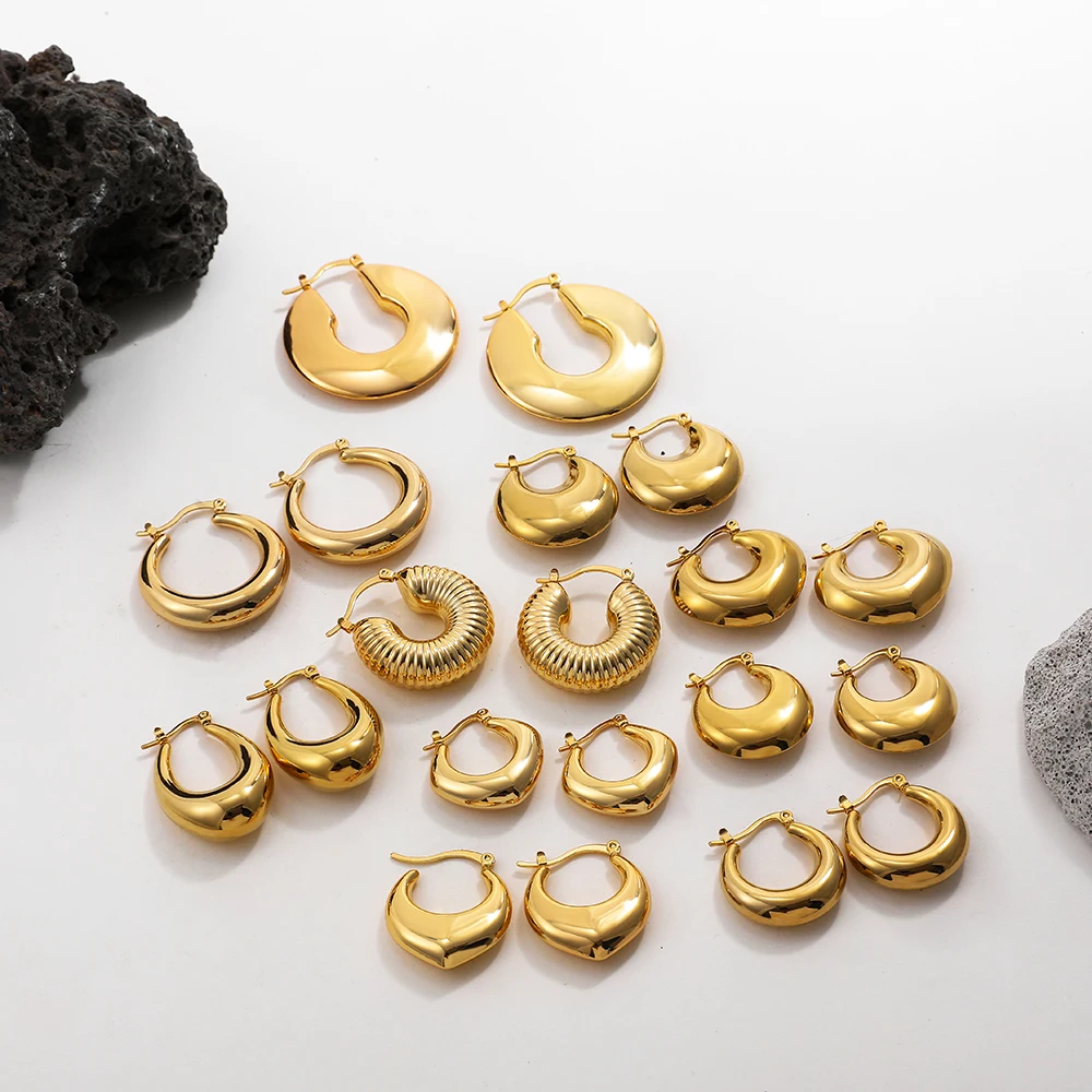 Gold Plated Chunky Hoop Earrings for Women