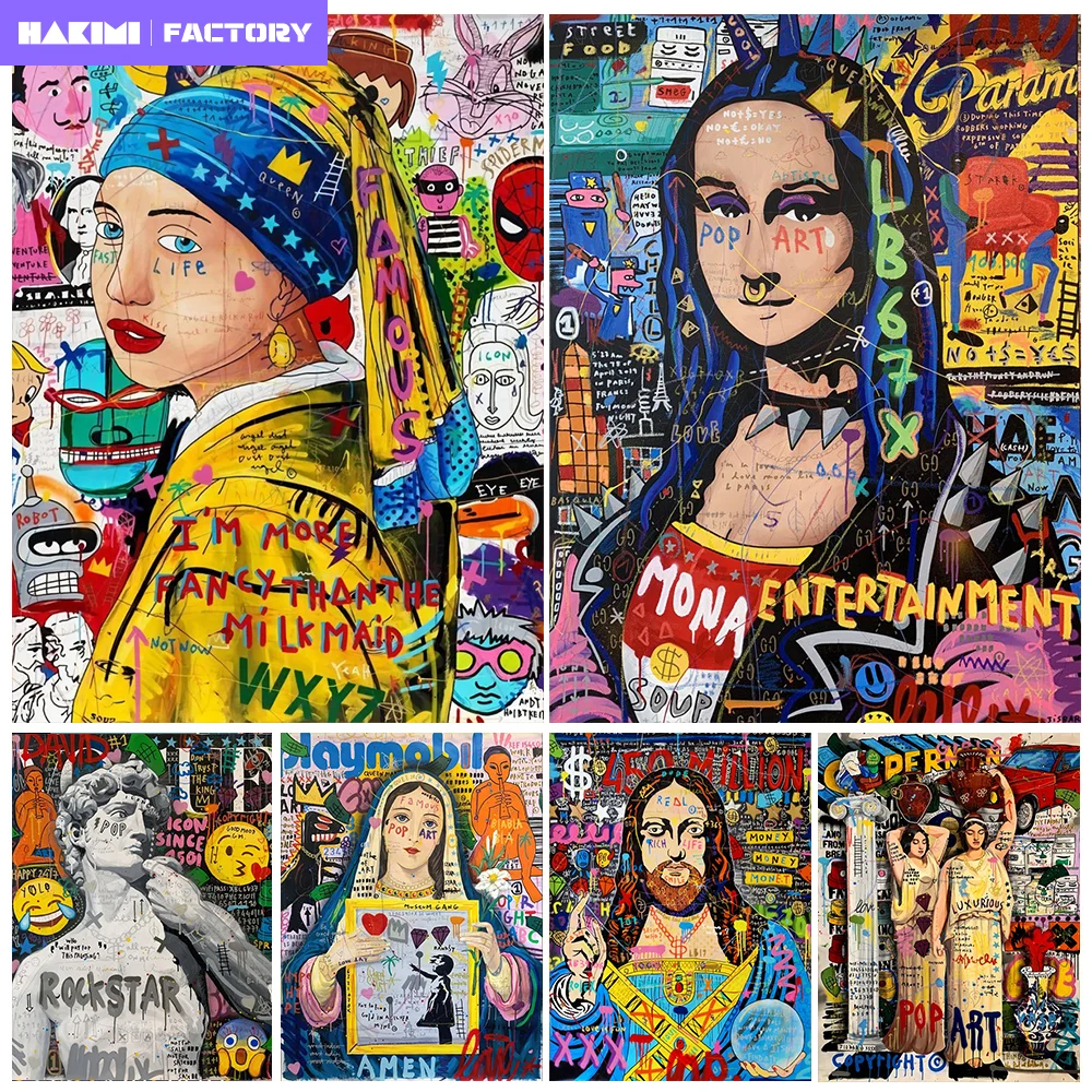 

Banksy Art Mona Lisa Graffiti Poster DIY AB Diamond Painting Virgin Mary Pop Street Jesus Mosaic Cross Stitch Kit Home Decor