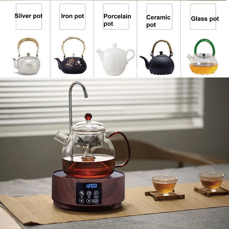 220V Electric Ceramic Stove 1200W Timing Kung Fu Tea Stove Office Automatic Water Supply Heating Furnace 10 Gear Home Tea Maker 4