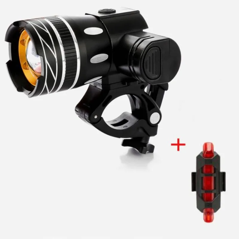 

T6 Headlight Bicycle Lamp USB Charging Headlight Night Warning Light Flashlight Mountain Bike Riding Accessories Bicycle Light