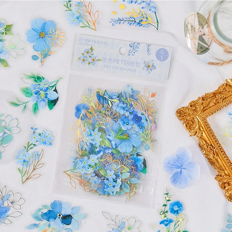 Aesthetic Flower Stickers Pack Fresh Plant Hand Account DIY Material Decorative Stationery Stickers Wall Sticker