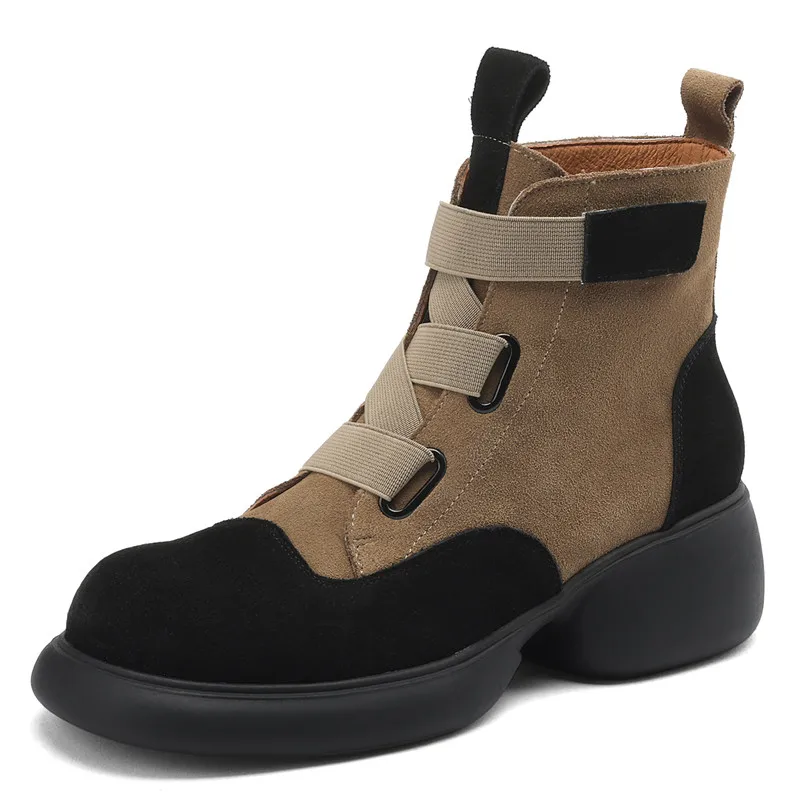 

Autumn Winter New Vintage Frosted Short Boots Round Toe Thick Sole Elegant Women's Work Wear Boots Zapatos De Mujer Envío Gratis