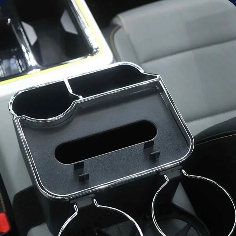 Portabicchieri Auto Universale In Plastica - Effetto Carbonio Nero Argento - Diametro 6cm - 1 Pezzo - 2