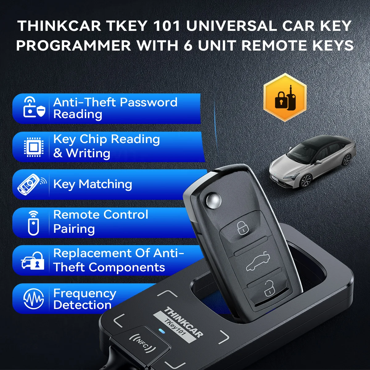 THINKCAR TKEY 101 Programmatore Universale di Chiavi Auto con 6 Telecomandi, Programmazione Sistemi Antifurto Auto per MUCAR 892BT 689BT - Image 2