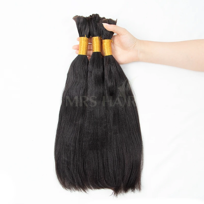 Hair Bulk Natural Black Human Hair Bundles No Weft Silk Straight Extension 12-26 Inch 50g/Bundle Bulk Extension DIY