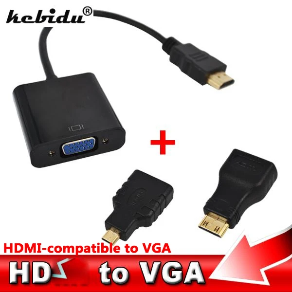 Kebidu Adattatore Hdmi Compatibile Con Vga Micro Mini Adattatore Maschio Compatibile Hdmi A Vga Femmina Convertitore 1080P Incorporato Per Ps4