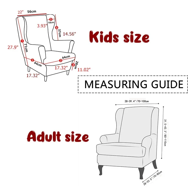 Kids Adult Printed Wing Chair Cover Stretch Spandex Wingback Sofa Slipcovers Elastic Wing Armchair Covers Seat Cushion Cover