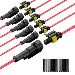 Waterproof 1 - Pin Automotive Electrical Connector with Heat Shrink Tubing, 16 AWG Wire (6pcs kit)
