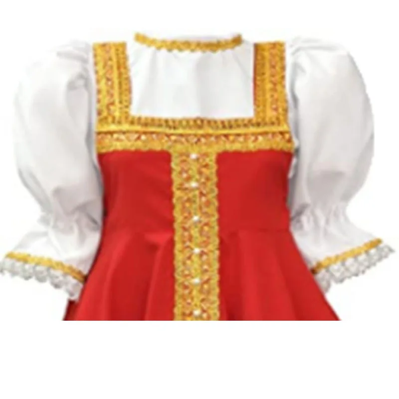 Kids Russian Girls Ethnic Clothing Festive Dresses Outfit Halloween Cosplay Costumes Masquerade Party Role Play Dress Up Suit