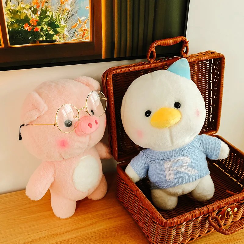 

30cm Cute Soft Three Little Cute Panda Duck Pig Plush Toys Office Nap Stuffed Animal Pillow Comfort Cushion Gift Doll Kids Girl