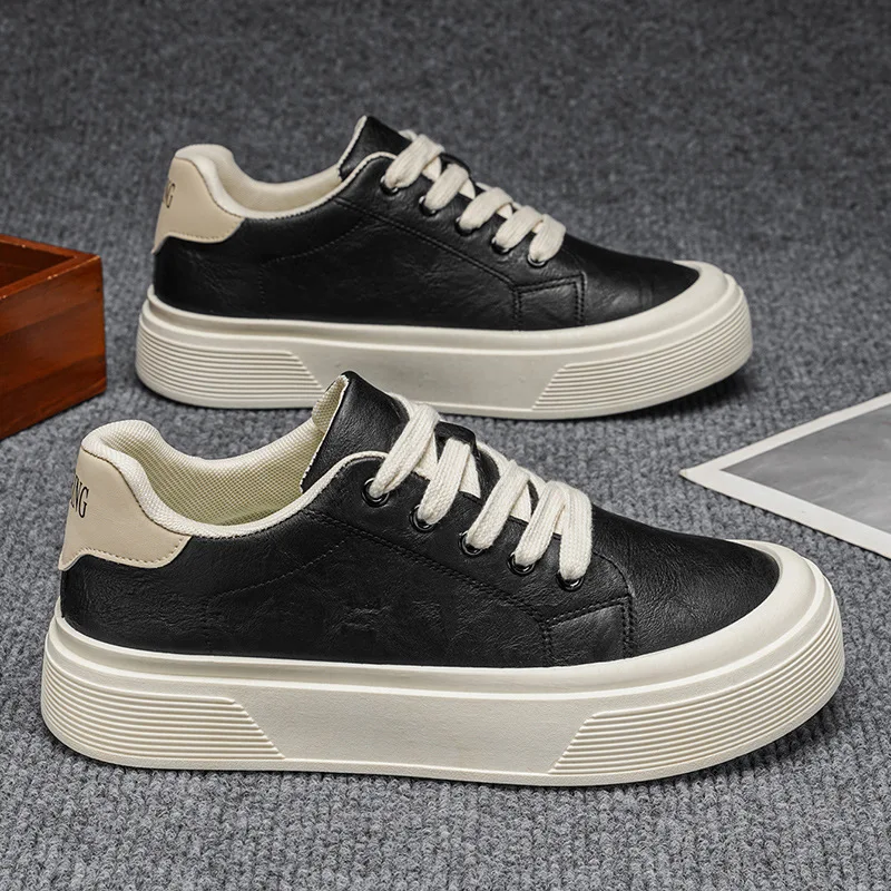 2026 Spring New Large Men's Thick soled Height increasing Board Shoes Hong Kong Style Casual Single Shoes Student Sports Shoes 6