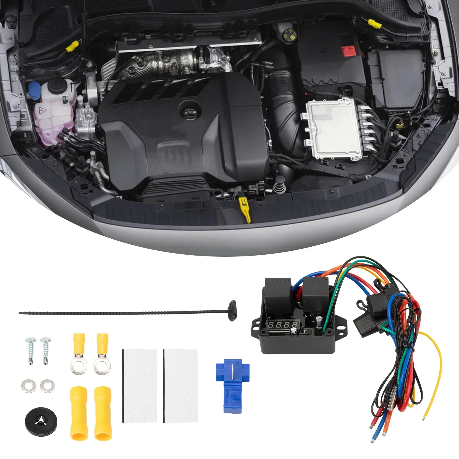 Digital Radiator Fans Controller Swith kit 12V & 24V Adjustable Temperature Range Digital Electric Thermatic Fan Switch Kit 0444 digital thermatic switch