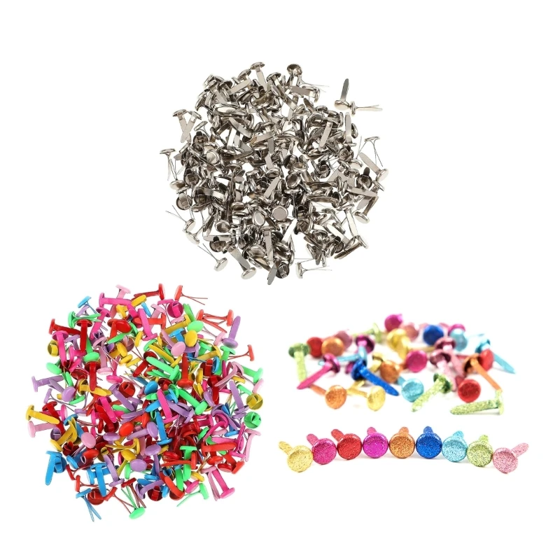 

100Pcs Paper Clasps Split Pins Brads Round Metal Brads Decorative Metal Sealing Clips for Crafts Paper Clasps