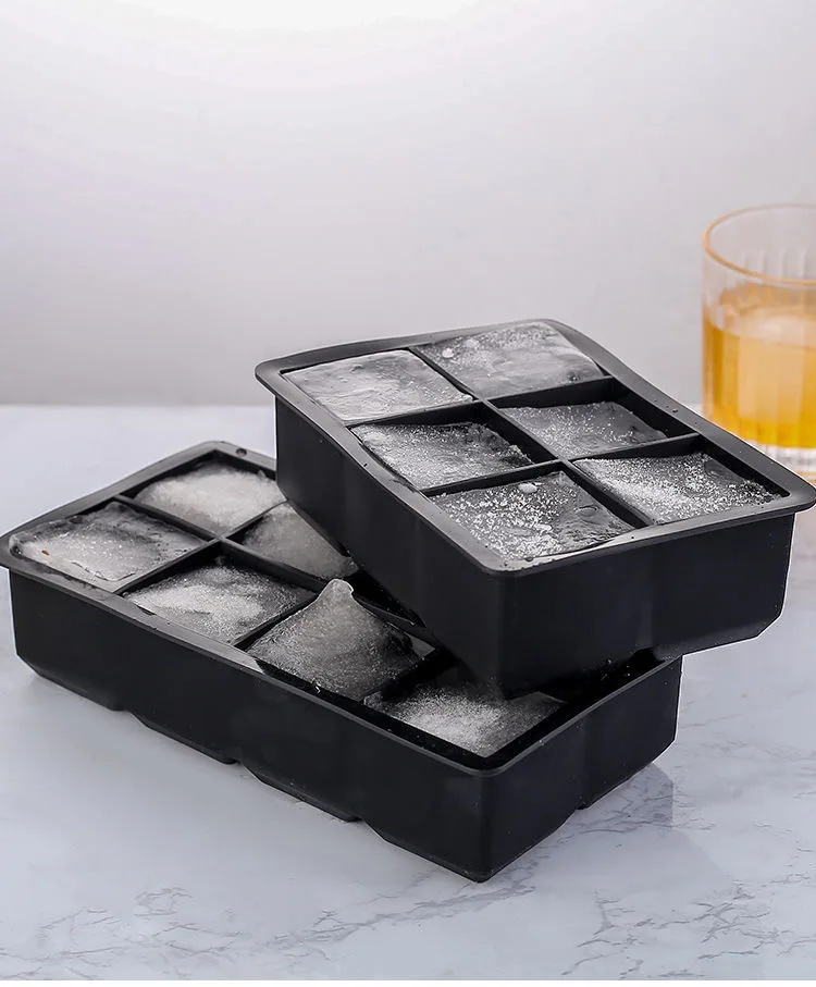 4/6/8 Grid Big Ice Tray Mold Giant Jumbo Large Food Grade Silicone Ice Cube Square Tray Mold DIY Ice Maker Ice Cube Tray