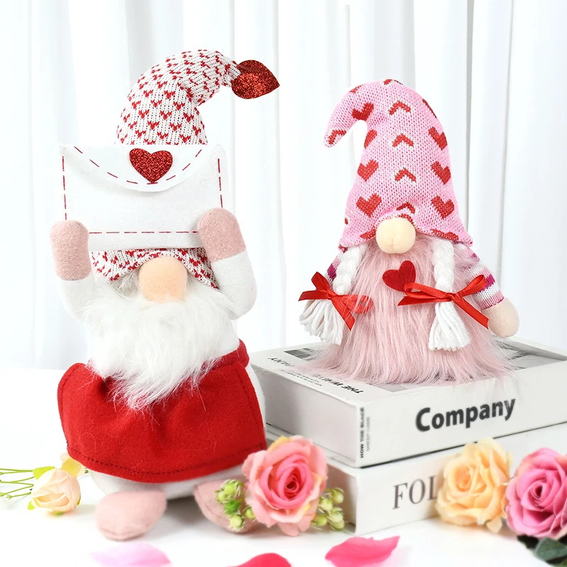 

Valentines Day Faceless Gnome Plush Doll Valentines Day Gift Home Ornaments New Year Wedding Party Supplies Love Heart Elf Dwarf