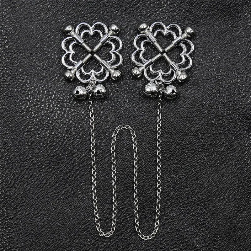 1Pair Metal Bondage Nipple Clamps Chain Nipple Clips Labia Clamps Slave BDSM Women Toys Adult Sex Games Breast Clover s&m sex toys nipple clamp