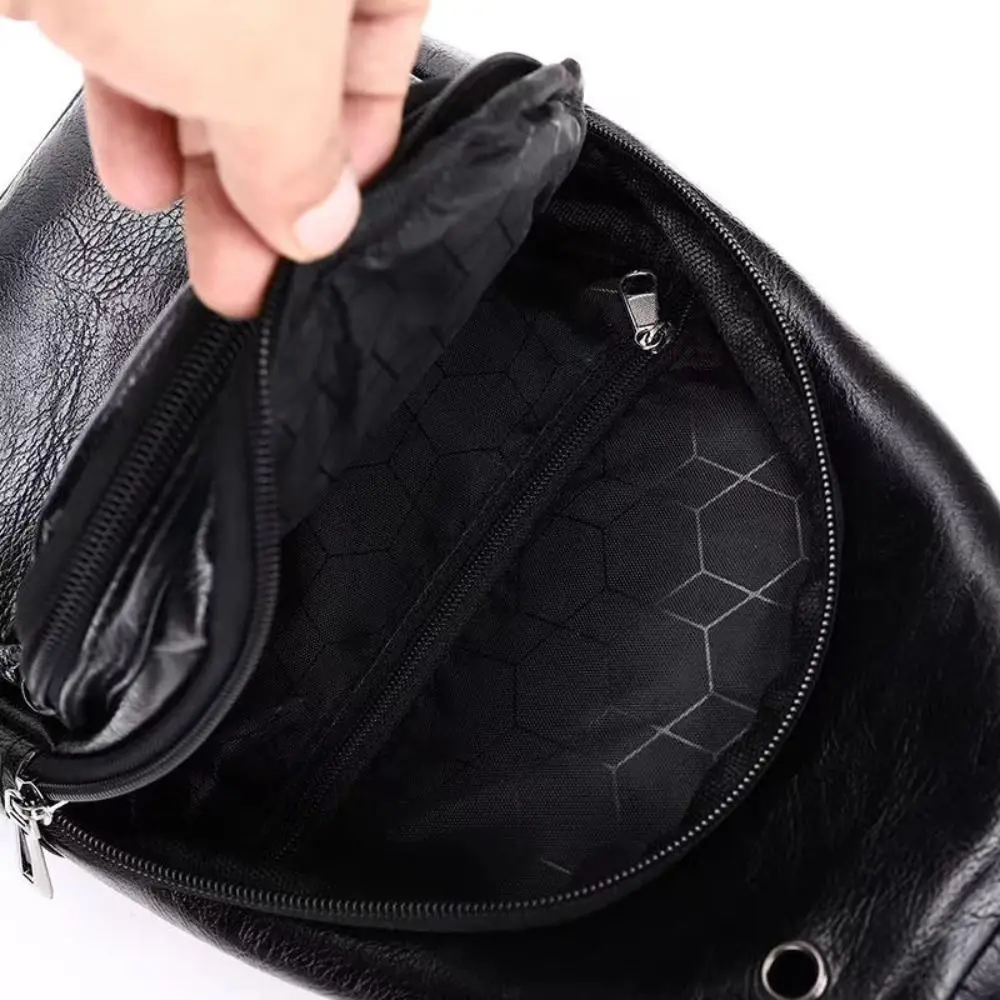 PU-Leder Herren-Umhängetasche Diebstahlsicher Große Kapazität Reise-Crossbody-Tasche Outdoor Kleiner Rucksack Mehrschichtige Brusttasche – Detail 7