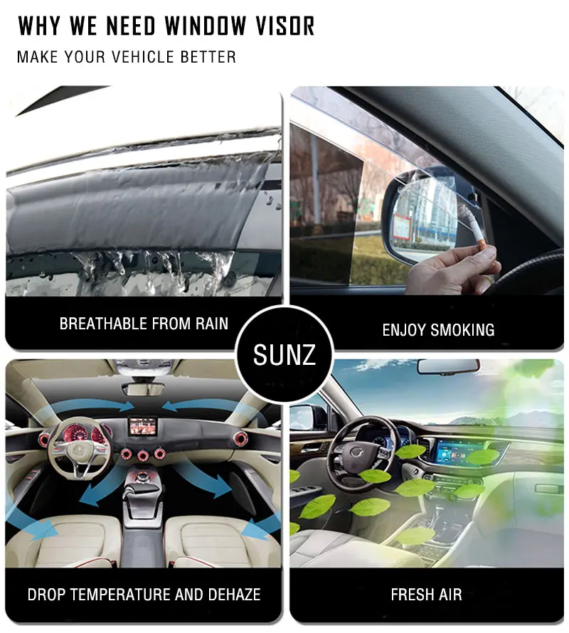 Ventana de la puerta de coche Protección antilluvia visores visores de la  ventana de OEM para Toyota CH-R - China Coche de la ventana Visor, Sun  Deflector de protector de lluvia