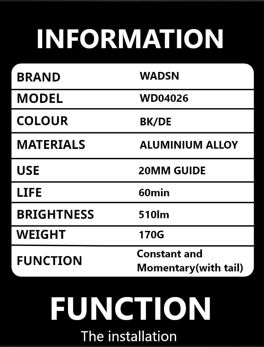 Description Picture 3 of itemWADSN Tactical Surefir M300 M300C SF Scout Light Rifle M300A M600 Flashlight Airsoft Hunting Rifle Weapon lights Picatinny Rail