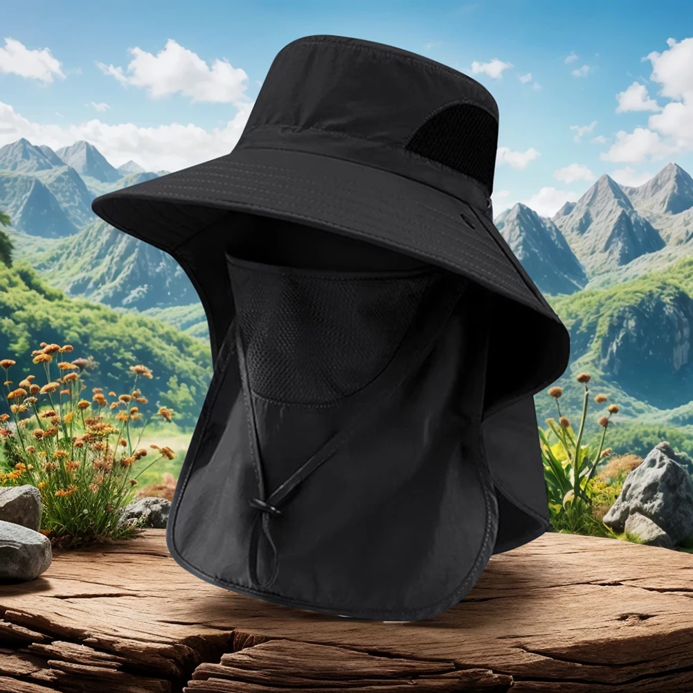 Summer Sun Hats UV Protection Outdoor Hunting Fishing Cap For Men Women Hiking Camping Visor Bucket Hat Neck Flap Fisherman Hat