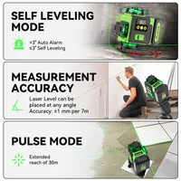 Niveau laser 4D HGLINE 16 lignes, contrôle à distance par application, rechargeable, auto-nivelant, ligne verte 360°, batterie Li-ion grande capacité 6000 mAh 5
