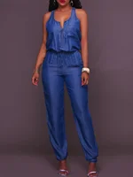 Denim Playsuit Sexy Women Elegant Blue Summer Casual Jeans Jumpsuit Romper - Image 4