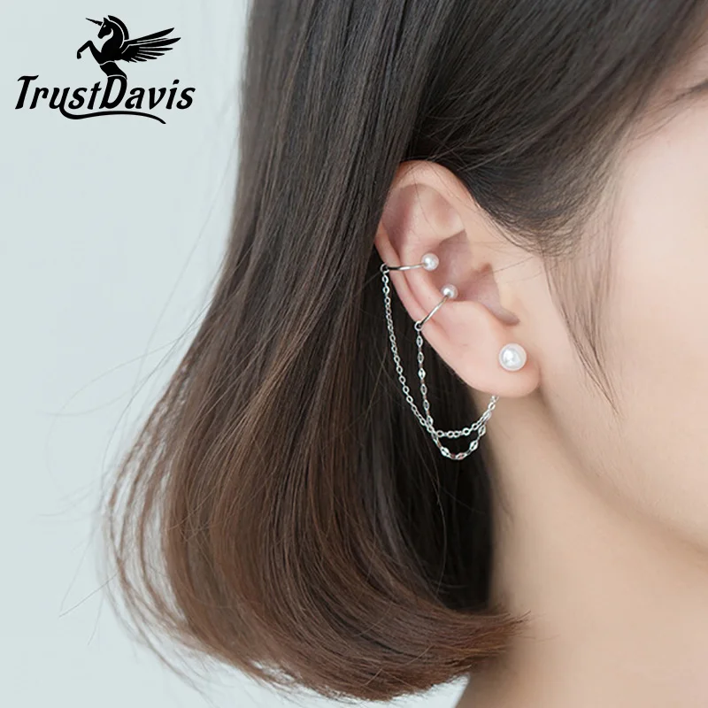 Sterling Silver Cuff Earrings Chain 925 Sterling Silver Cuff Clip